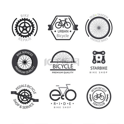 自行车齿轮图片_自行车自行车矢量标志徽章。