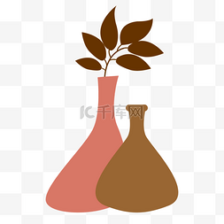 波西米亚极简主义花瓶插图两个花