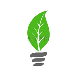 绿色灯泡图片_与被隔绝的绿色新芽的节能灯。