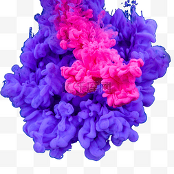 水墨爆炸烟雾图片_摄影图粉色紫色墨水抽象七彩