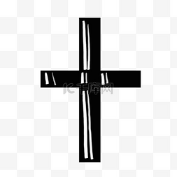 卡通可爱图案黑白图片_卡通十字架创意黑白单色涂鸦