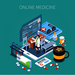 互联网护理图片_在线医学等距组合移动设备与医生