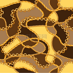 黄色交织图片_与金链的无缝模式。