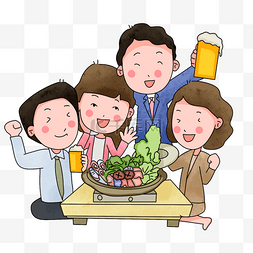 新春年会卡通图片_日本新年忘年会居酒屋同事聚会