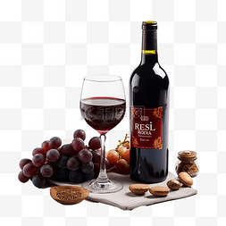 平放的红酒瓶图片_卡通手绘红酒葡萄酒酒水