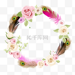 羽毛玫瑰花卉花环