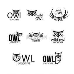 标签品牌图片_猫头鹰鸟标志符号标志标志徽章。