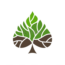 心形绿色树图片_具有叶形、绿色生态和自然生活概