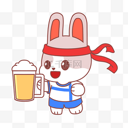 世界杯兔子喝啤酒表情包