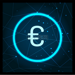 网络金融图片_欧元货币标志数字融资图标矢量欧