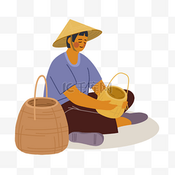 越南传统服饰笠帽妇女人物形象