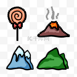 像素游戏背景物品火山