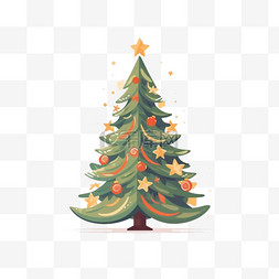 圣诞冬青树扁平风节日装饰圣诞节