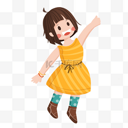 儿童剪贴画黄色条纹裙子女孩