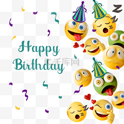 生日帽表情彩带企业vip免费下载可爱生日蜡烛3d元素企业vip免费下载3d