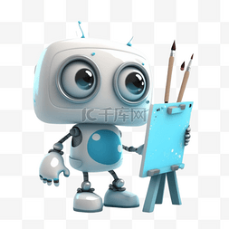 画画工具卡通图片_工具型机器人可爱卡通3D立体画画