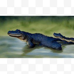 健壮图片_沼泽里的鳄鱼