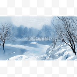 冬季风景元素图片_大雪中的树木