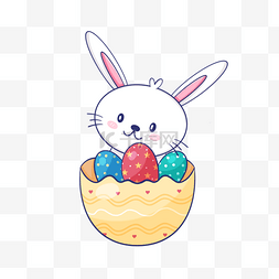 复活节装着彩蛋的蛋壳卡通可爱兔