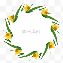 水仙图片_水彩水仙花卉边框自然绿色