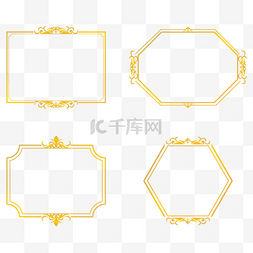 邀请函边框花纹图片_美丽的韩国金色精致边框