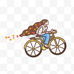 环保低碳出行图片_小女孩骑自行车