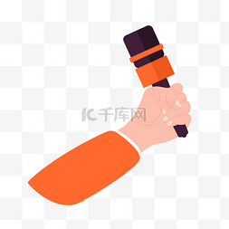 橙色袖子手持话筒采访剪贴画