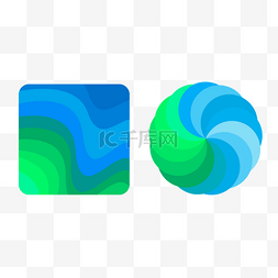 抽象几何重叠蓝色绿色矩形图案