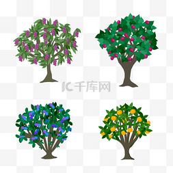不同品种彩色水果树