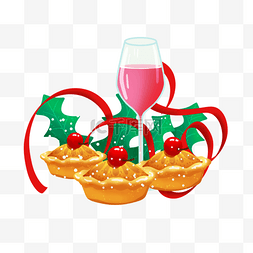 美食背景图案图片_圣诞英式肉馅饼红酒美食