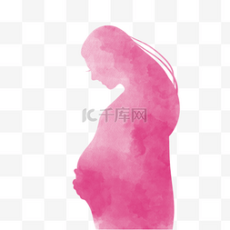 怀孕图片_母亲节水彩母亲孩子剪影孕妇