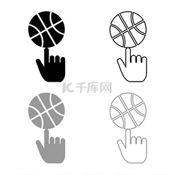 篮球在食指上方旋转图标轮廓设置
