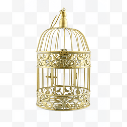 开着门的笼子图片_纯色的金色鸟笼密闭笼子