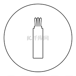 黑色纤维图片_电线电缆弯曲功率光纤图标在圆形
