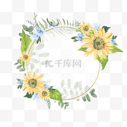 圆形透视花卉向日葵边框