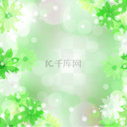 花朵光影图片_闪光绿色水彩花卉抽象光效边框