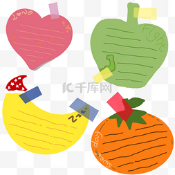 水果拼贴图片_彩色形状水果贴纸