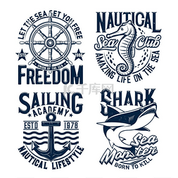 海洋和船图片_航海 T 恤印花、海洋俱乐部矢量波