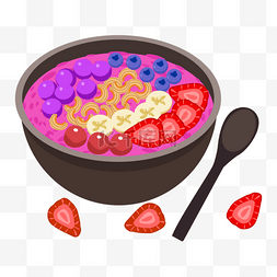 草莓啵啵酸奶图片_美味好看的巴西莓碗