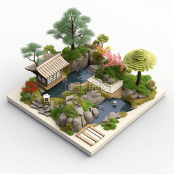 庭院园林图片_日式3D和风庭院园林元素