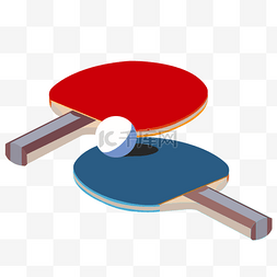 乒乓球体育图片_彩色一双投影质感民族风乒乓球剪