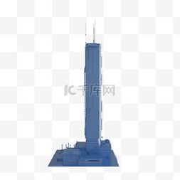 椰子模型3d模型图片_C4D蓝色科技大厦建筑模型