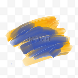 蓝色和黄色堆叠质感撞色水彩笔刷