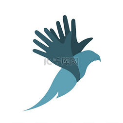 东方的图标图片_一只手的形式的鸟的翅膀。