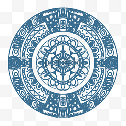 纹饰蓝色圆形阿兹特克几何装饰纹