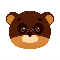 可爱泰迪图片_平面风格的熊动物嘉年华面具矢量