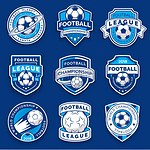一套九足球徽章。足球标志。橄榄球的汇集标志