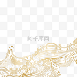 弯曲线条素材图片_抽象金色线条波纹图案边框