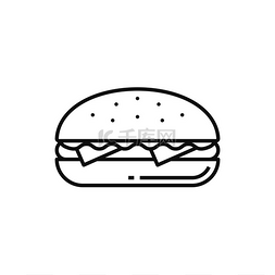 面包白色图片_快餐芝士汉堡隔离外卖食品轮廓图