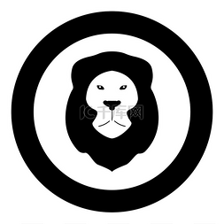 狮子动物野生猫头图标在圆形黑色